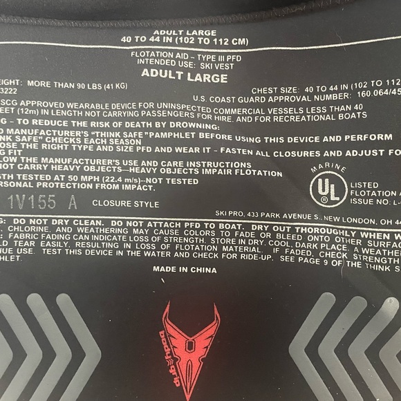 HO Sports Men’s Large Red Black Ski Vest - Picture 3 of 5